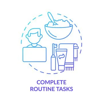 Complete routine tasks blue gradient concept icon Stock Illustration