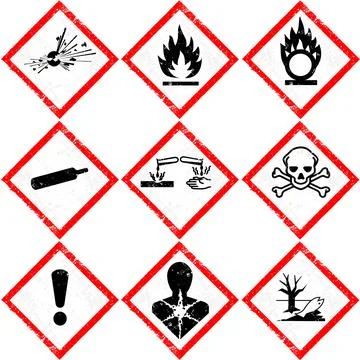 A complete set of 9 GHS Globally Harmonized System hazard communication picto Stock Illustration