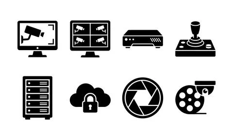 A complete set of CCTV security and surveillance icons Illustrazione stock