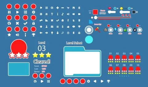 Complete set of graphical user interface (GUI) to build games and applications Stock Illustration