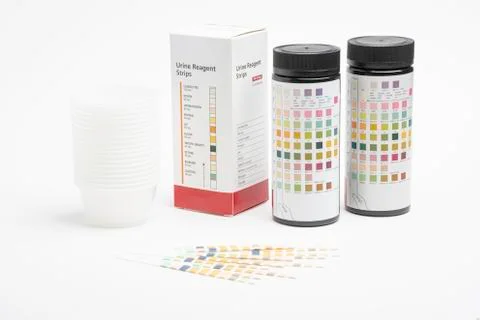 A Complete Set Of Urine Reagent Test Kit Stock Photos