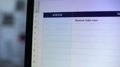 Complete status written to reserve hotel room task, check-list vacation planning Stock Footage 104071052