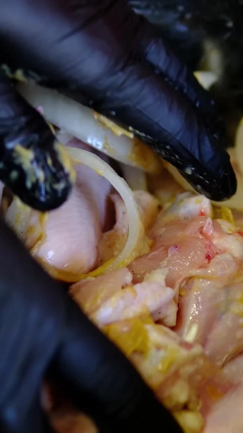 Complete step by step recipe for marinated chicken wings, from cleaning and Stock Footage 346281591