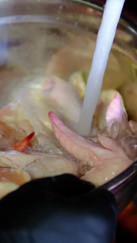 Complete step by step recipe for marinated chicken wings, from cleaning and Stock Footage 346281607