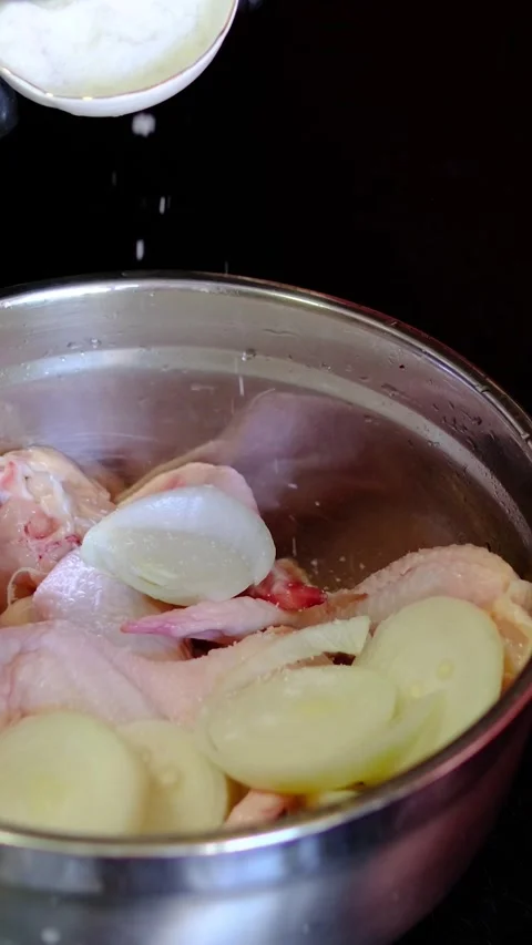 Complete step by step recipe for marinated chicken wings, from cleaning and Stock Footage 346281767
