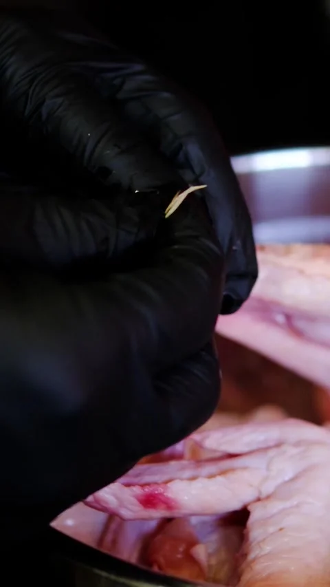 Complete step by step recipe for marinated chicken wings, from cleaning and Stock Footage 346281821