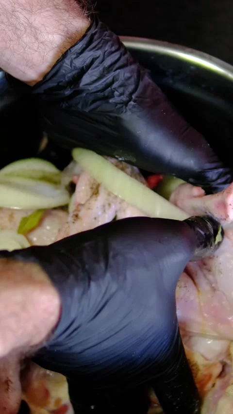 Complete step by step recipe for marinated chicken wings, from cleaning and Stock Footage 346281845