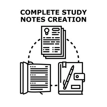 Complete study notes creation process for education Stock Illustration