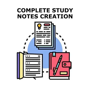 Complete study notes creation process for education Stock Illustration