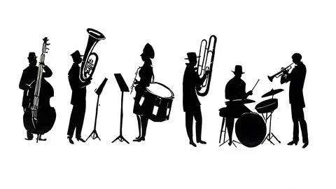 Complete Symphony Orchestra Sectional View Silhouette Pack Stock Illustration
