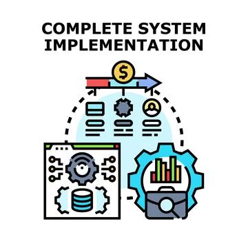 Complete system implementation delivering successful business technology so.. Stock Illustration