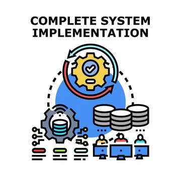 Complete system implementation process and global data management Stockillustratie