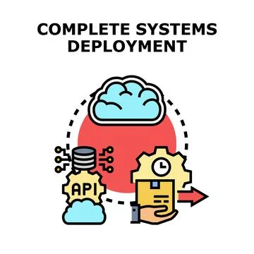 Complete systems deployment process in cloud computing Stock Illustration