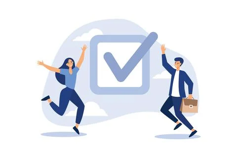 Complete task, accomplishment or project done checklist, success or achieveme Stock Illustration
