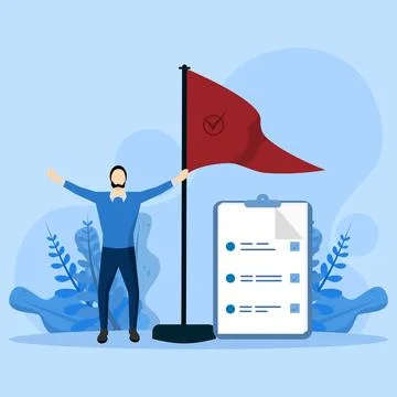 Complete task concept, reach goal, achievement. Stock Illustration