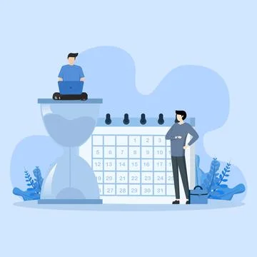 Complete tasks on time, Deadline concept, Employee working to complete deadlines Illustrazione stock