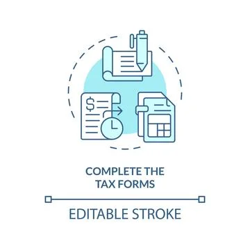 Complete tax form soft blue concept icon Stock Illustration