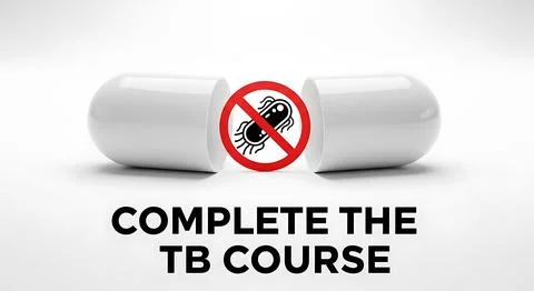 Complete tuberculosis treatment course capsule icon with bacteria symbol cr.. Ilustración de archivo