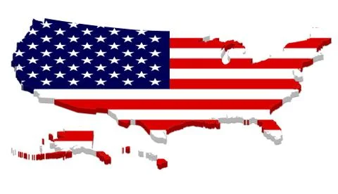 Complete USA Map with Flag Overlay Illustrazione stock