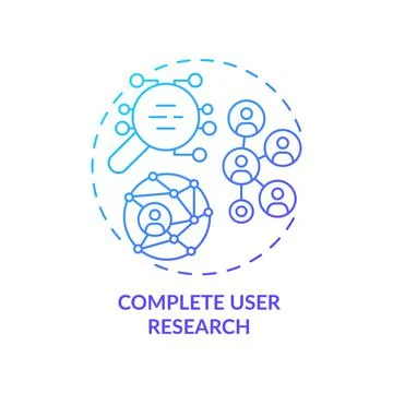 Complete user research blue gradient concept icon Illustrazione stock