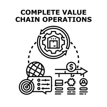 Complete value chain operations optimizing business processes 스톡 일러스트