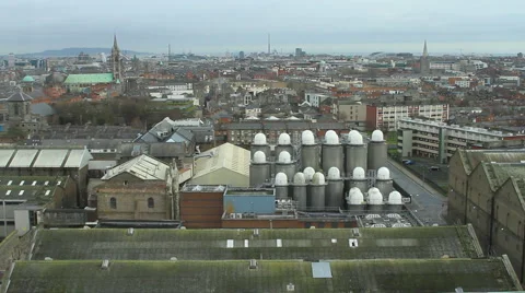 Complete view of Dublin over the Guiness silos Stock Footage 44921487