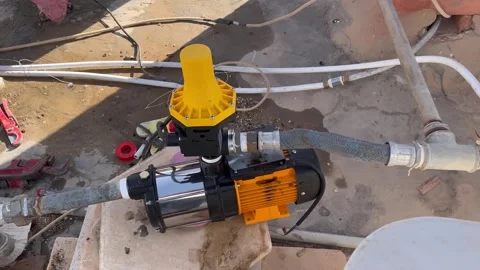 Complete Water Booster Pump Installation on Rooftop Stock Footage 345740973
