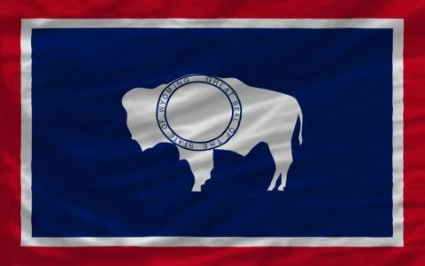 Complete waved flag of american state of wyoming for background Stock Photos