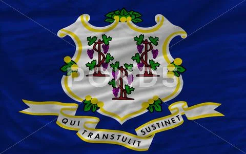 Complete waved flag of american state of connecticut for background Stock Photos
