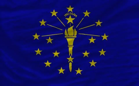Complete waved flag of american state of indiana for background Stock Photos