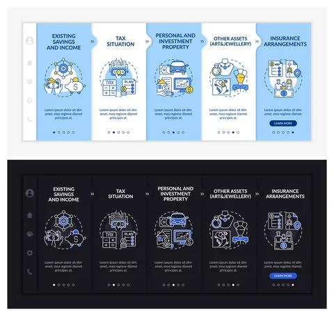 Complete wealth plan onboarding vector template Stock Illustration