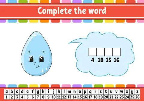 Complete the words. Cipher code. Learning vocabulary and numbers. Education w Stock Illustration