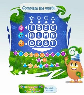 Complete the words  code  Christmas Illustrazione stock