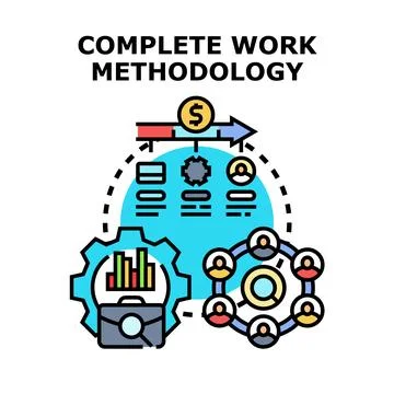 Complete work methodology planning project management process Stock Illustration