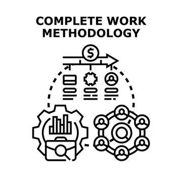 Complete work methodology planning project management process Stock Illustration