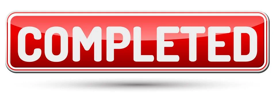 Completed - Abstract beautiful button with text. Stock Illustration