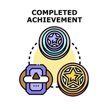 Completed achievement success and progress vector illustration Stock Illustration