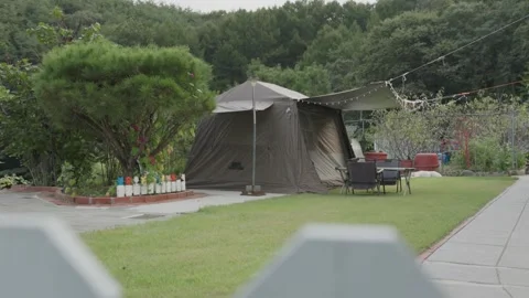 Completed Backyard Camping Setup Stock-Footage 346533814