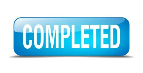 Completed blue square 3d realistic isolated web button Illustrazione stock