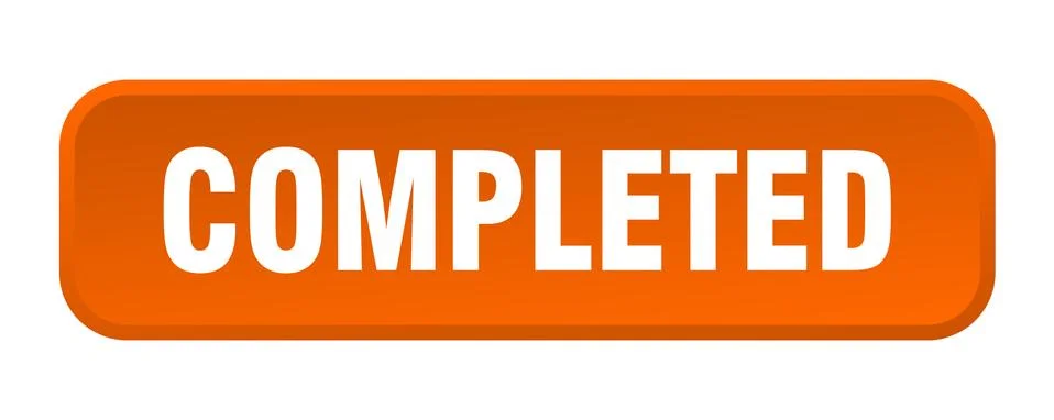 Completed button. completed square 3d push button Illustrazione stock