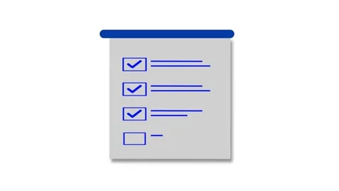 Completed checklist illustrating task progress and project accomplishments... Video stock 313422938