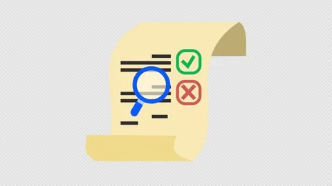 Completed checkmarks on the business document checklist for the survey answer Stock Footage 330006195