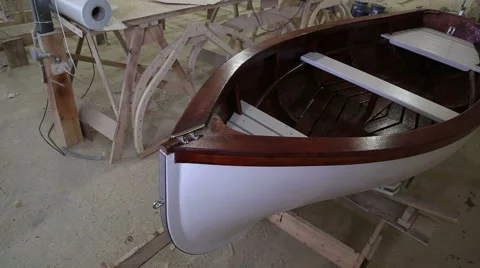 Completed the construction of the boat at the shipyard Stock Footage 59519681