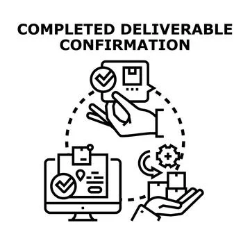 Completed deliverable confirmation and order fulfillment process Stock Illustration