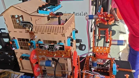 Completed DIY Beginner STEM Robot Kit for Children Stock Footage 333854095