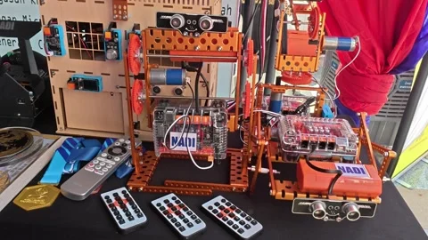 Completed DIY Beginner STEM Robot Kit for Children Stock Footage 333856312