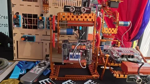 Completed DIY Beginner STEM Robot Kit for Children Stock Footage 333857543