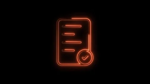 Completed document with check mark approval glowing neon style animated on .. Stock Footage 316840245