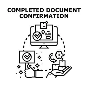 Completed document confirmation and delivery process Stock Illustration