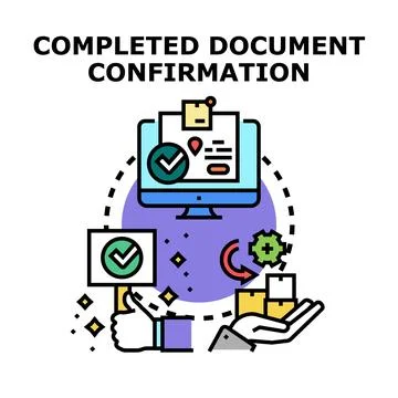Completed document confirmation and delivery process Stock Illustration